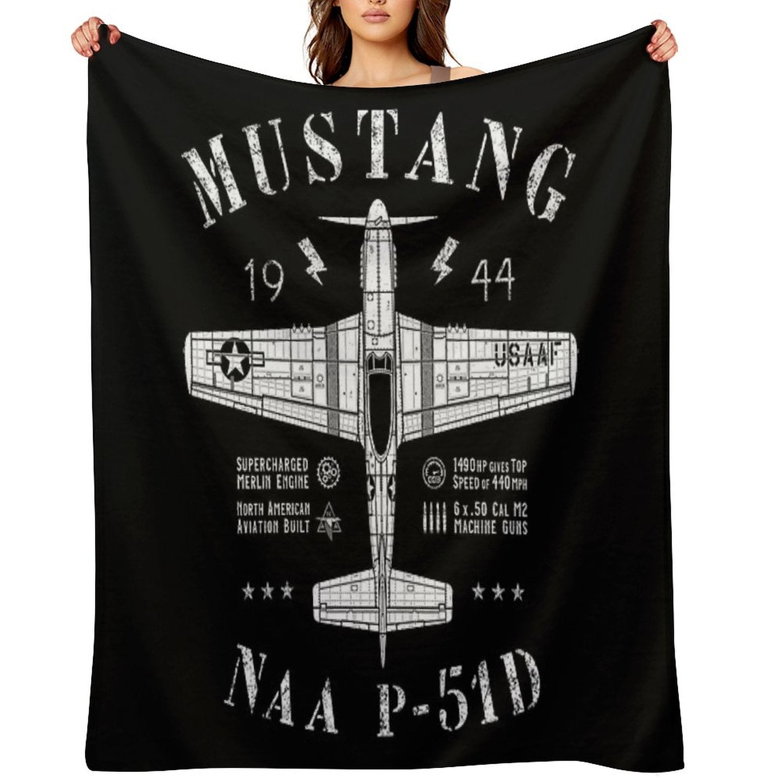 P-51 Mustang Sustainable Throw Blanket