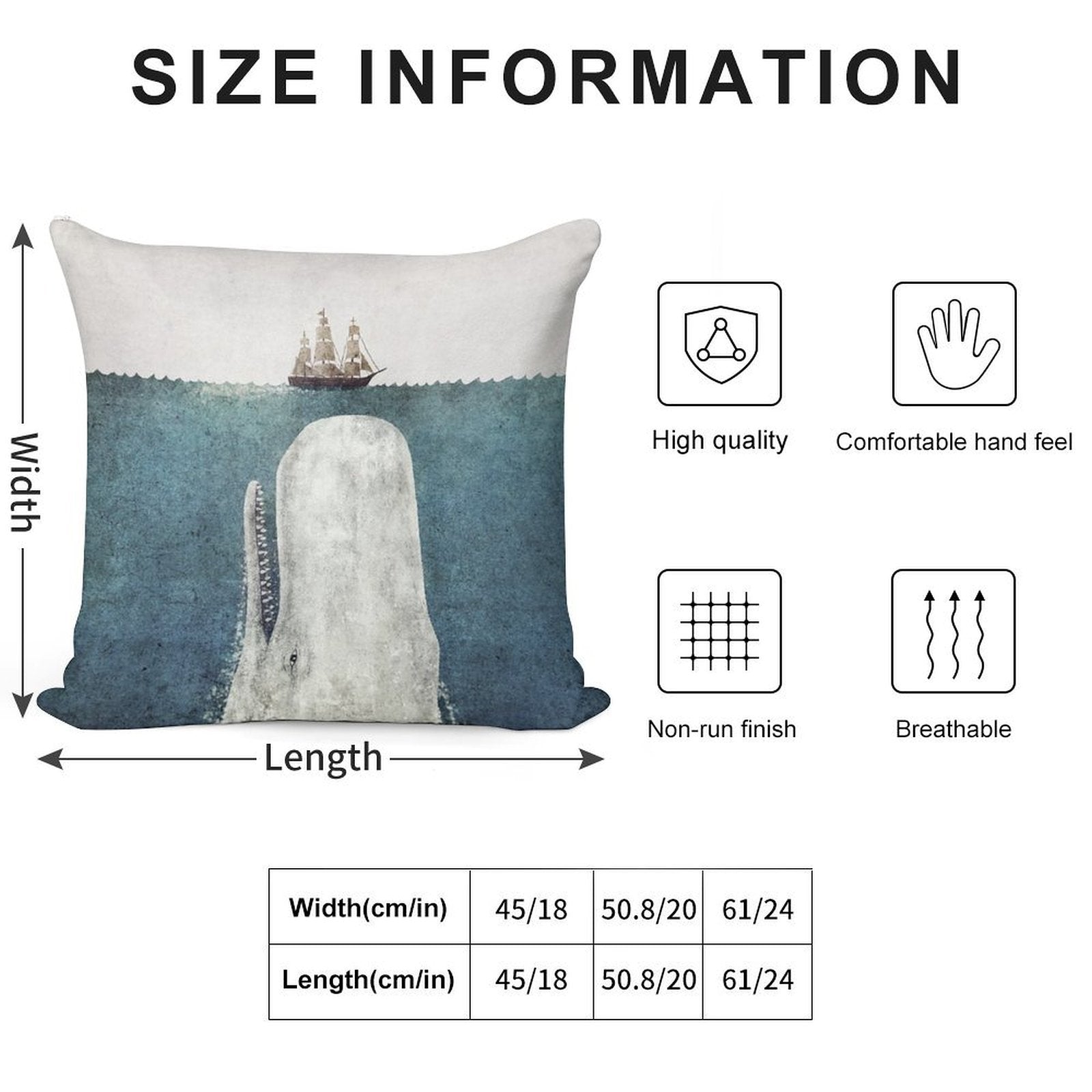 The White Whale Soft Shrink-Resistant Throw Pillow