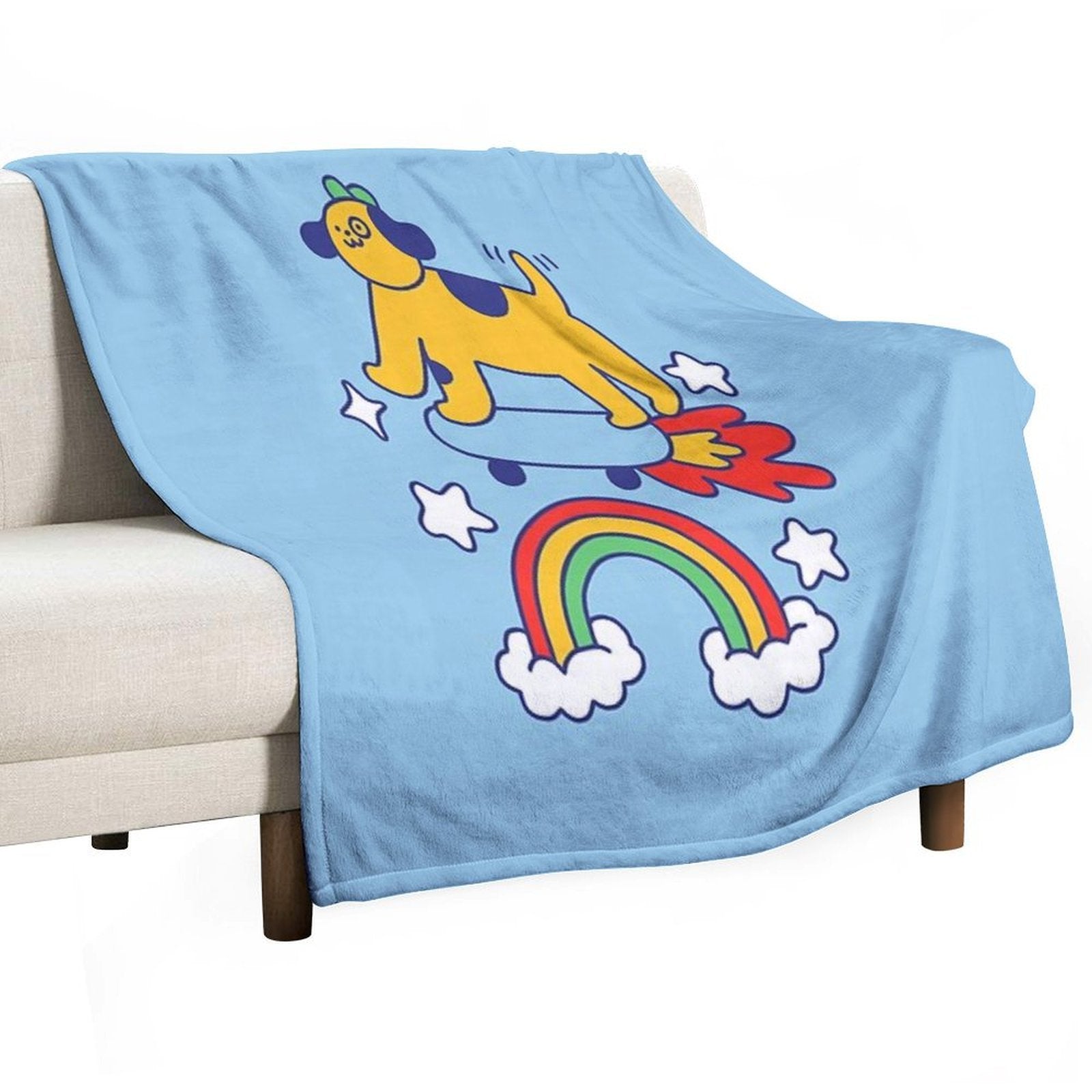 Dog Flying On A Skateboard Anti-pilling Throw Blanket