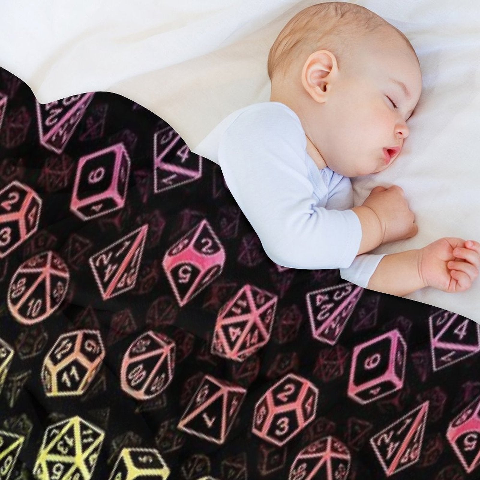 D20 Dice Set Pattern (Rainbow) Velvety-soft Throw Blanket