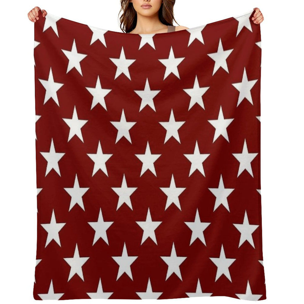 Stars on Crimson Velvety-soft Throw Blanket