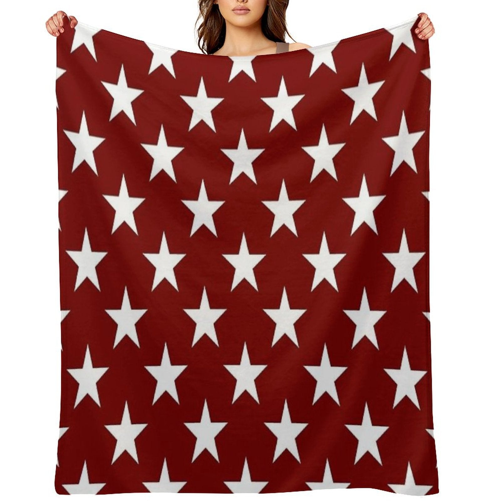 Stars on Crimson Velvety-soft Throw Blanket