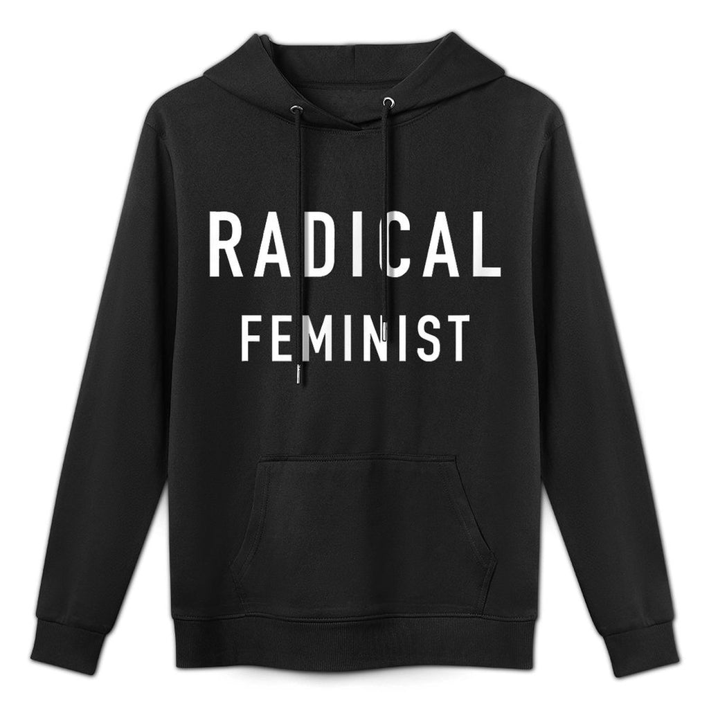 RADICAL FEMINIST David Apparel Mens Black X-Small Classic Fit Crew Neck Shrink-Resistant Hoodie