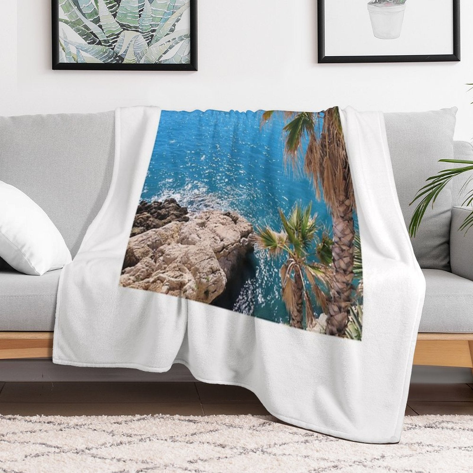 French Riviera Palms Lightweight Throw Blanket