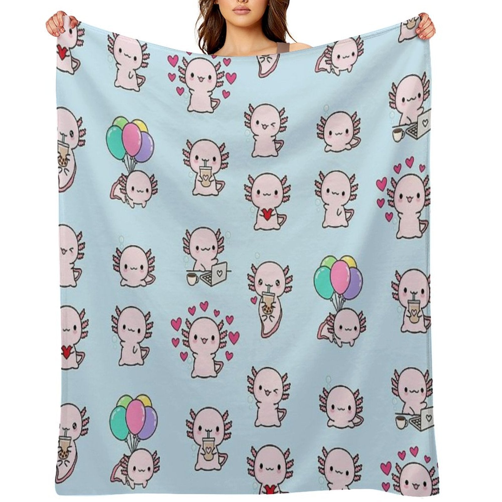 Copia De Cute Axolotl, Set Gift-ready Throw Blanket