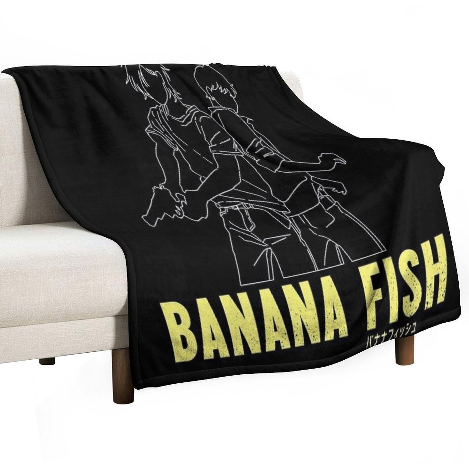 Banana Fish - Ash & Eiji Silhouette Compact Throw Blanket