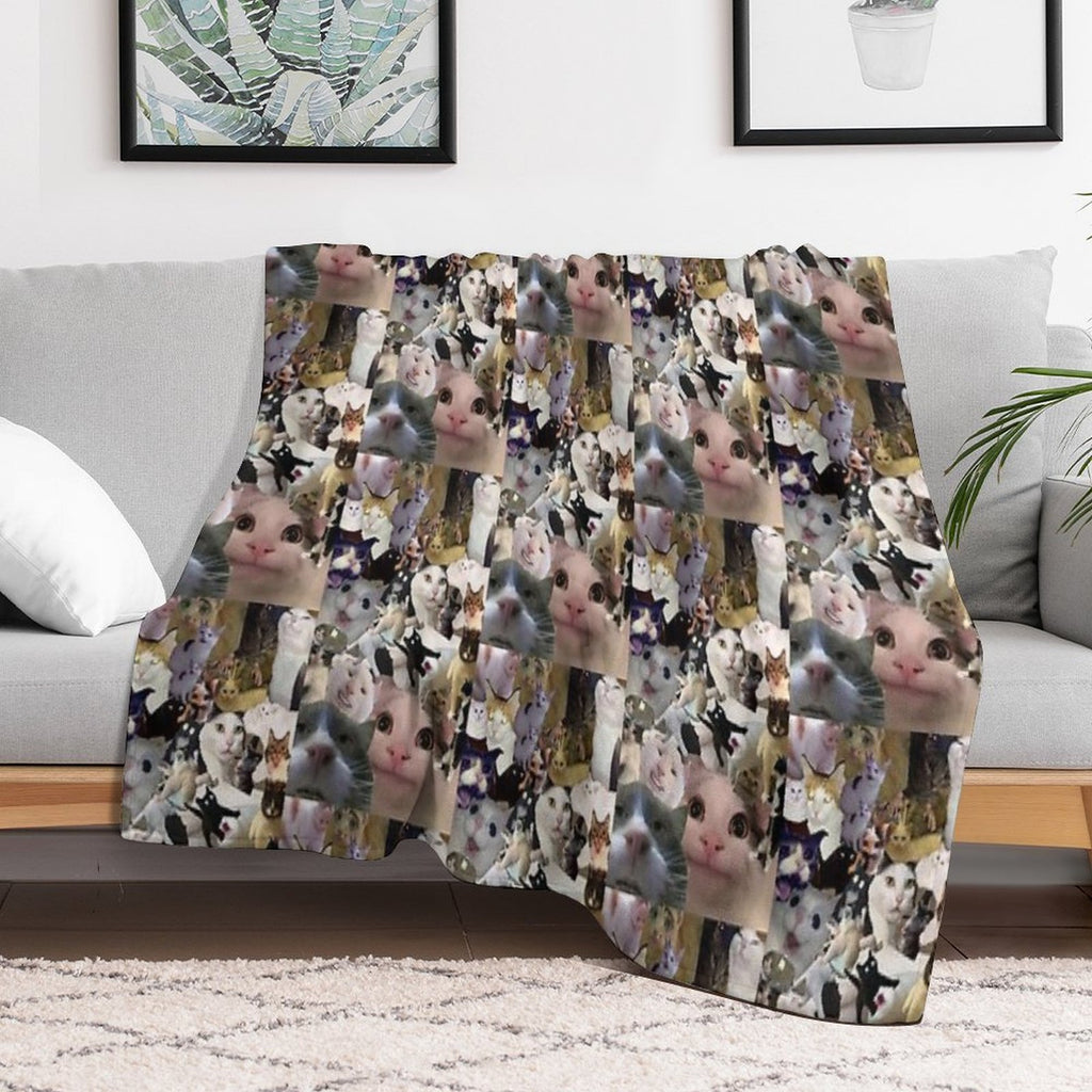 Cursed Cat Collage Compact Throw Blanket