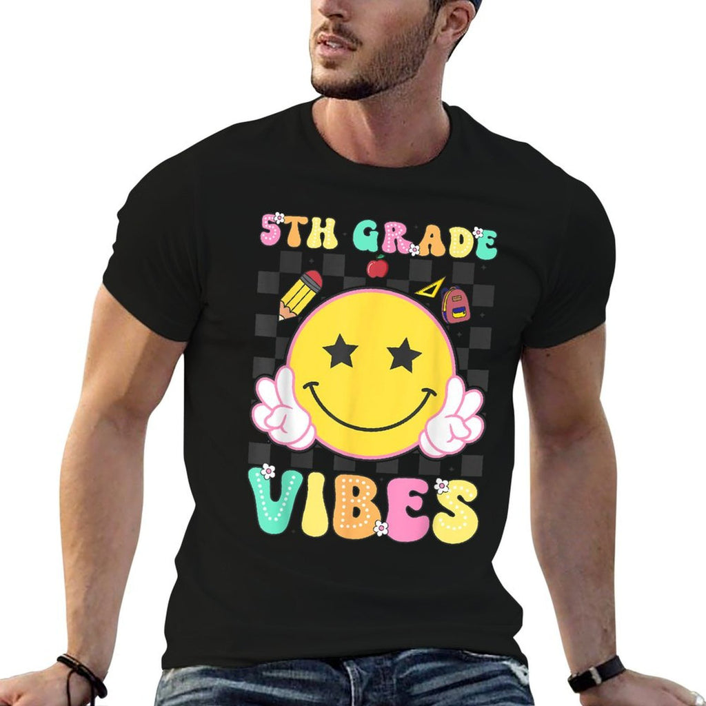 5th Grade Vibes Girls Smile Face Back to School Fifth Grade  Odor-resistant T-Shirt