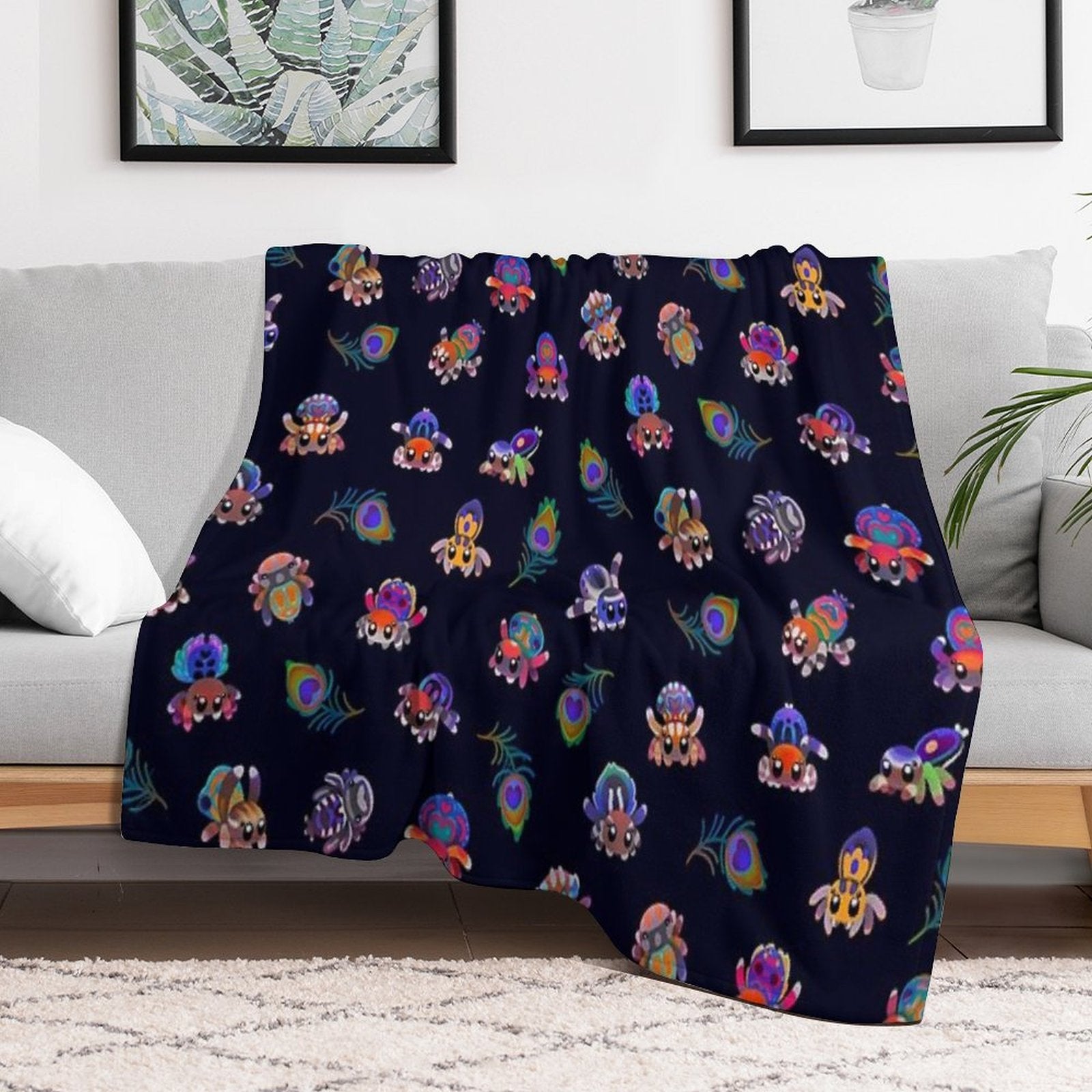 Peacock Spider Shrink-resistant Throw Blanket