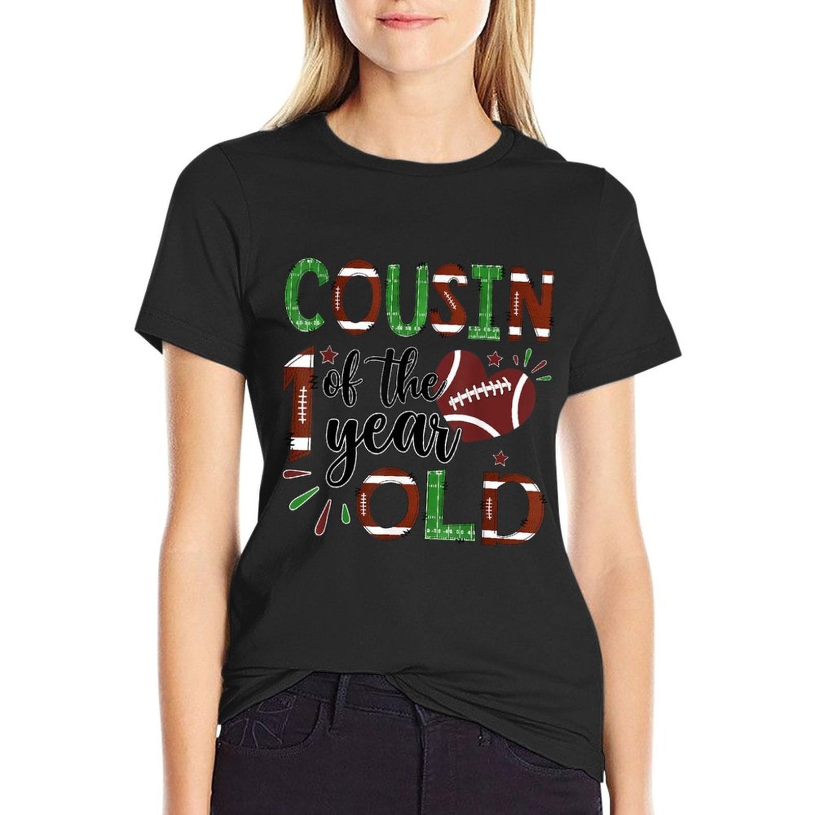 Cousin Of The 1 Year Old Football 1St Year Down Birthday  Soft T-Shirt