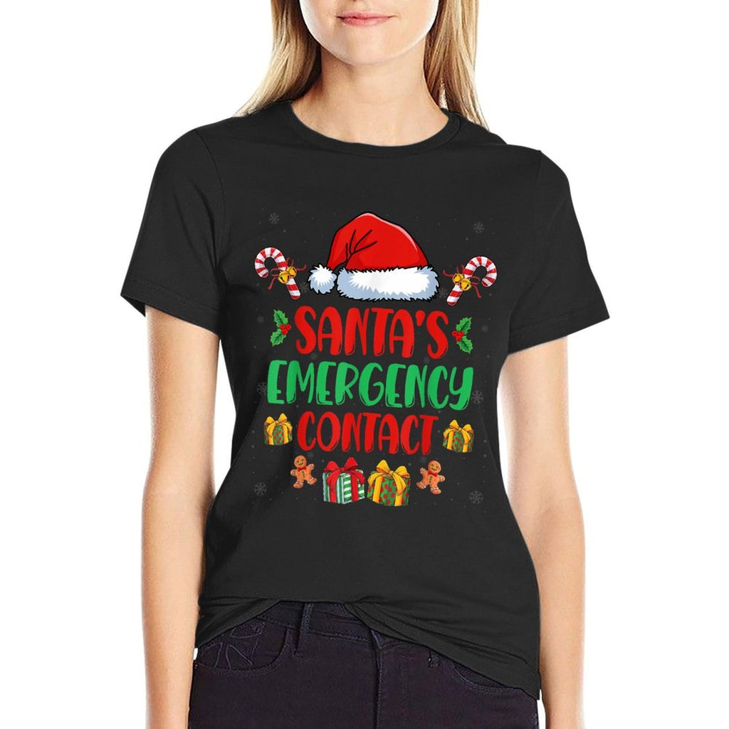 Santas Favorite EMT Xmas Holiday First Responders Christmas  Ribbed Collar T-Shirt