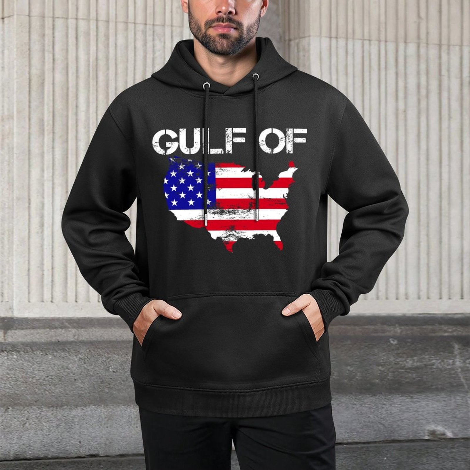 Gulf of USA America Funny USA Map 4th of July Pride Adjustable Hood Hoodie