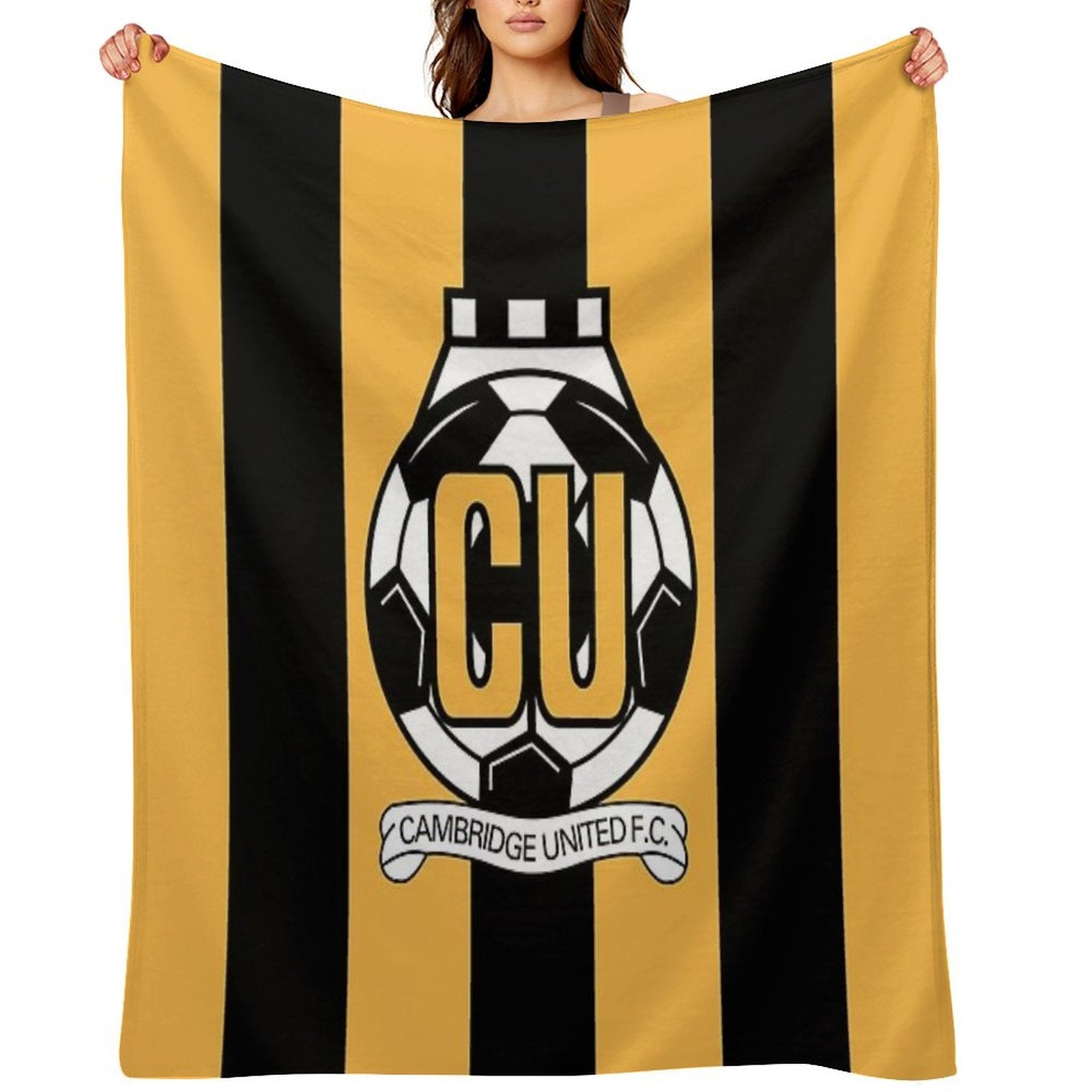 Cambridge United FC Logo - Stripes Durable Throw Blanket