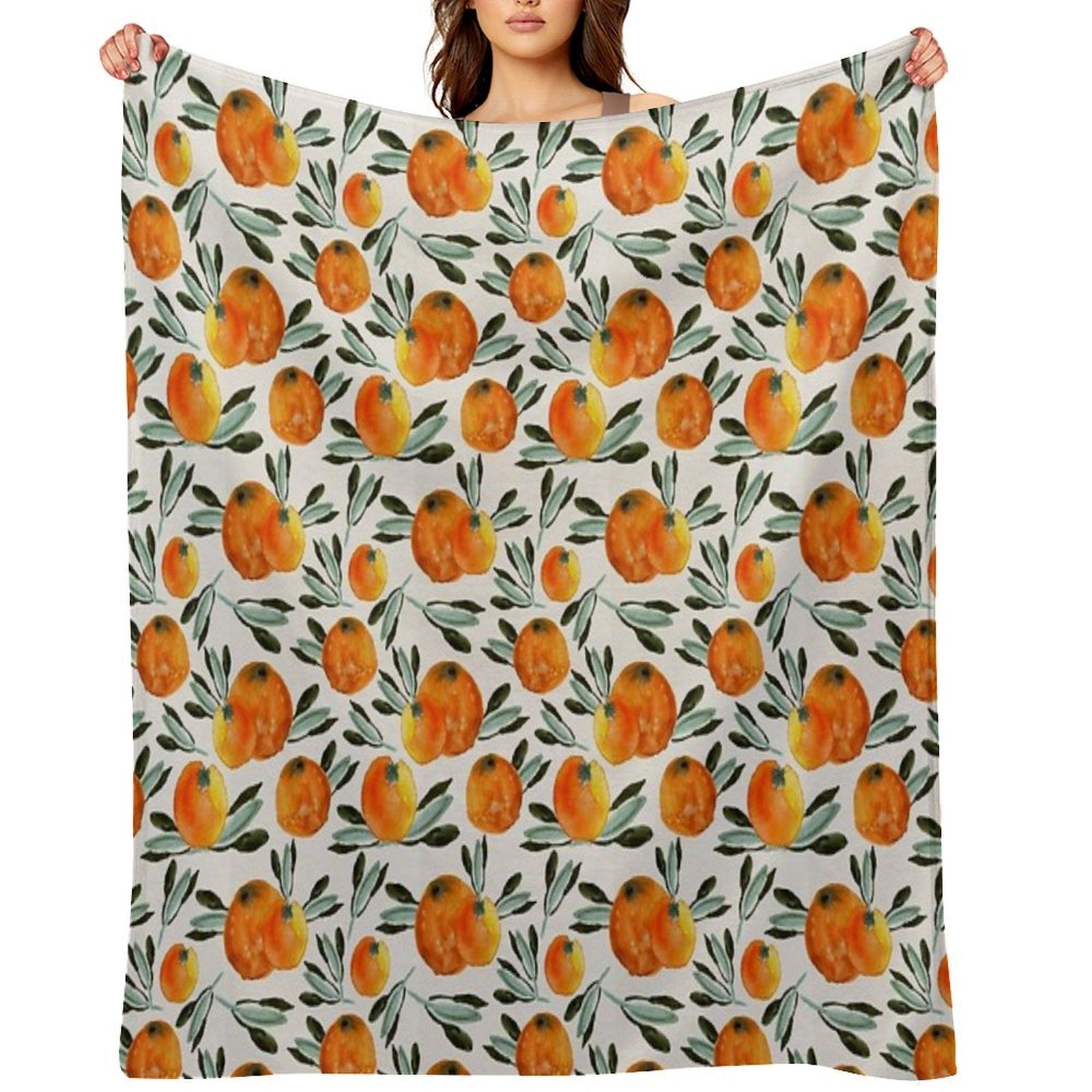 Sunny Orange Plush Throw Blanket