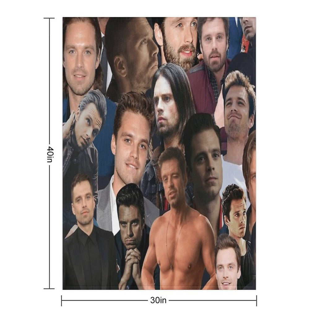 Sebastian Stan Photo Collage Actor Handsome Actor For Fans Womens Lightweight Throw Blanket