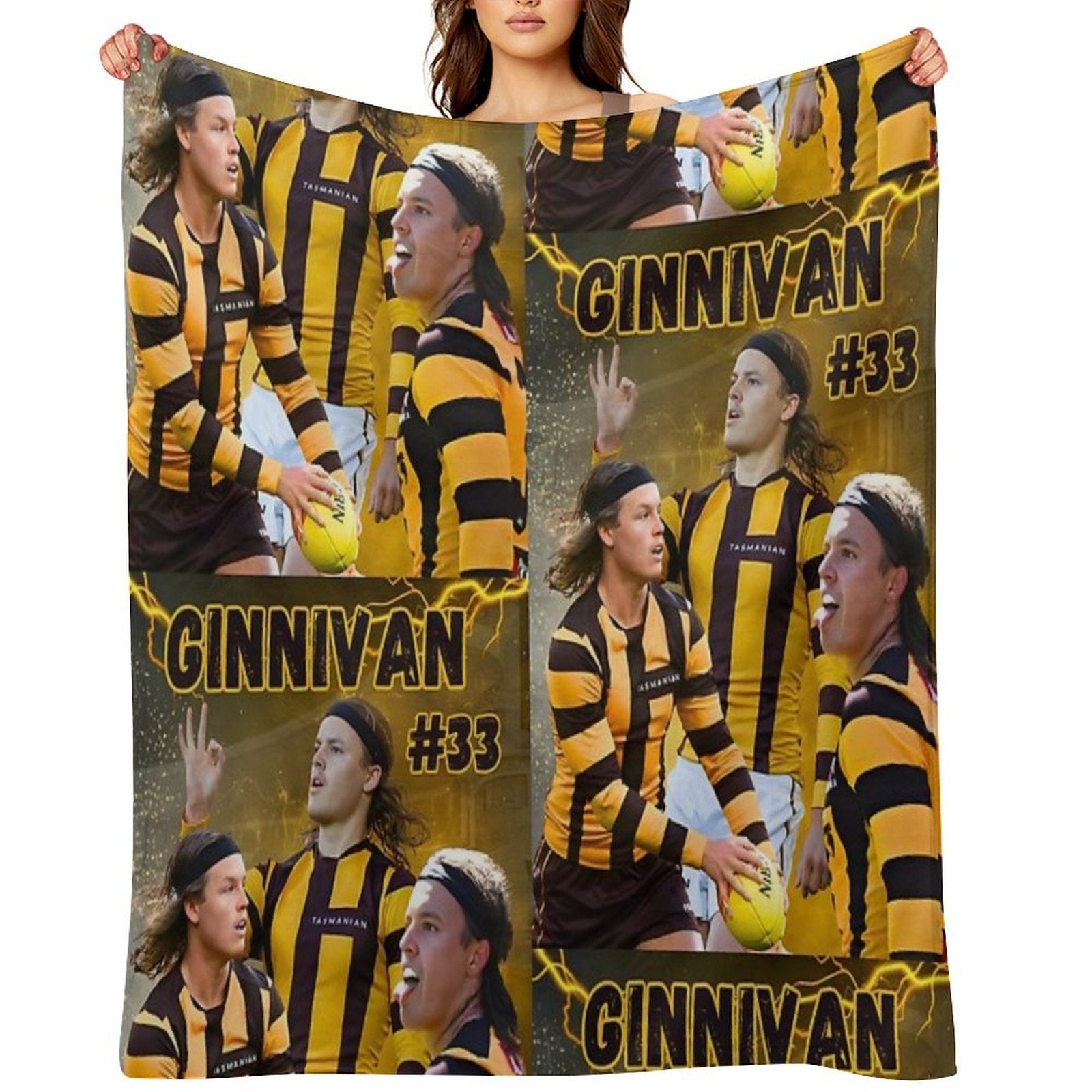 Jack Ginnivan Hawthorn Hawks AFL Footy Player Quick-dry Throw Blanket