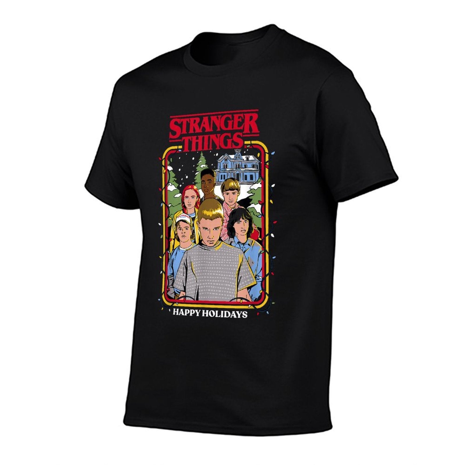 Stranger Things Christmas Happy Holidays Group Sketch  Odor-resistant T-Shirt