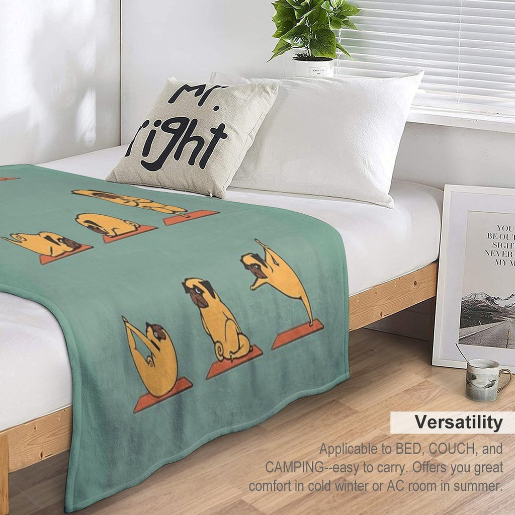Pug Yoga Lightweight Throw Blanket