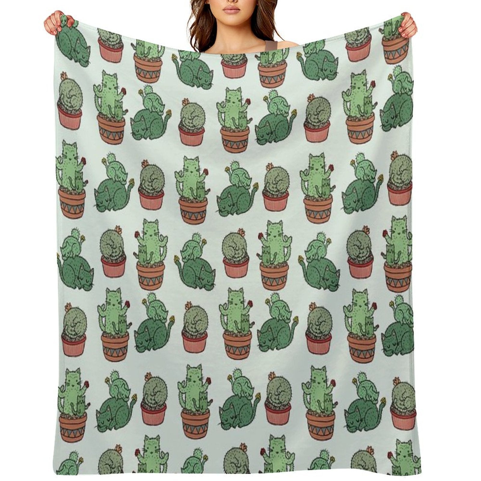 Cactus Cats Versatility Throw Blanket