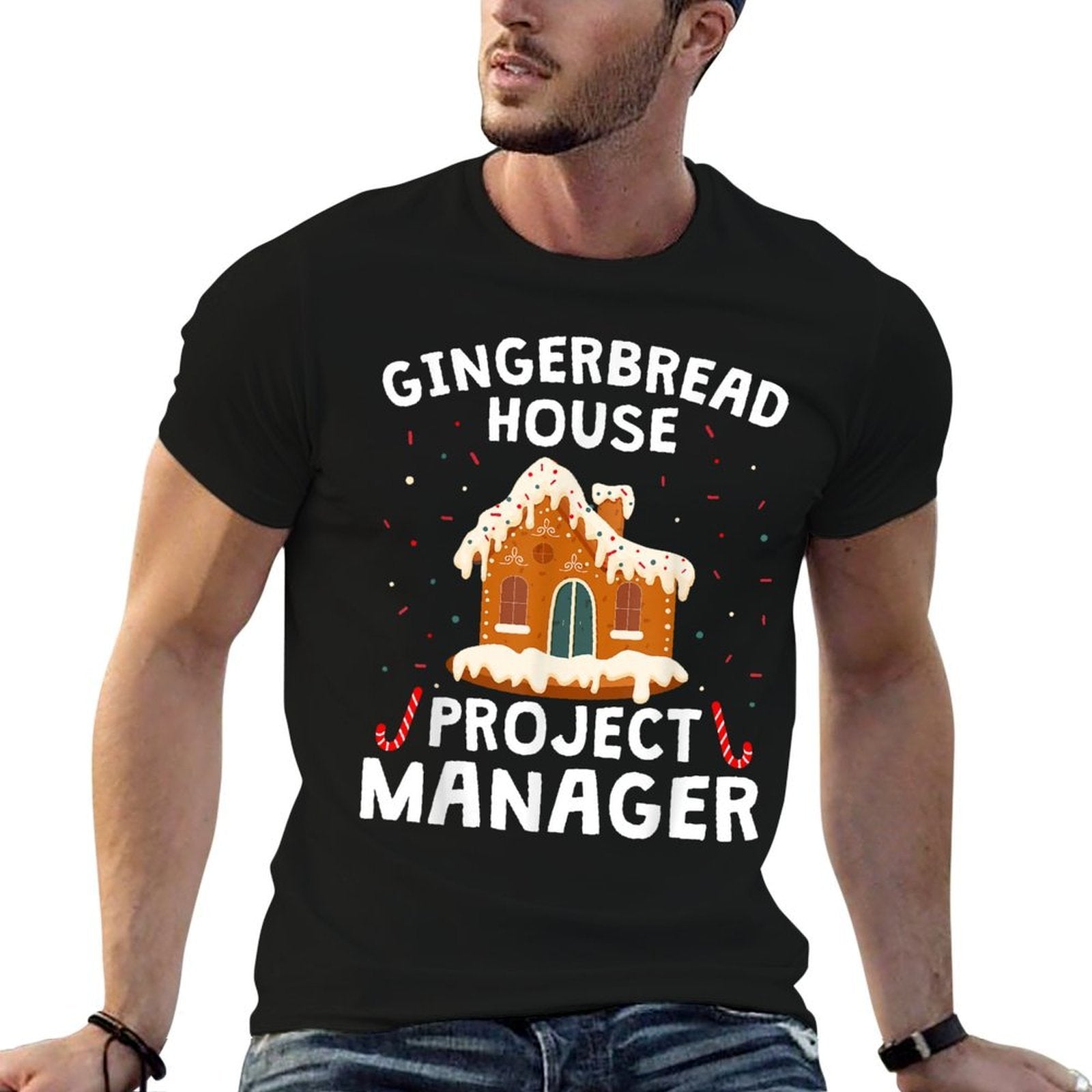 Gingerbread House Project Manager Cookie Baking Christmas  Oversized Silhouette T-Shirt