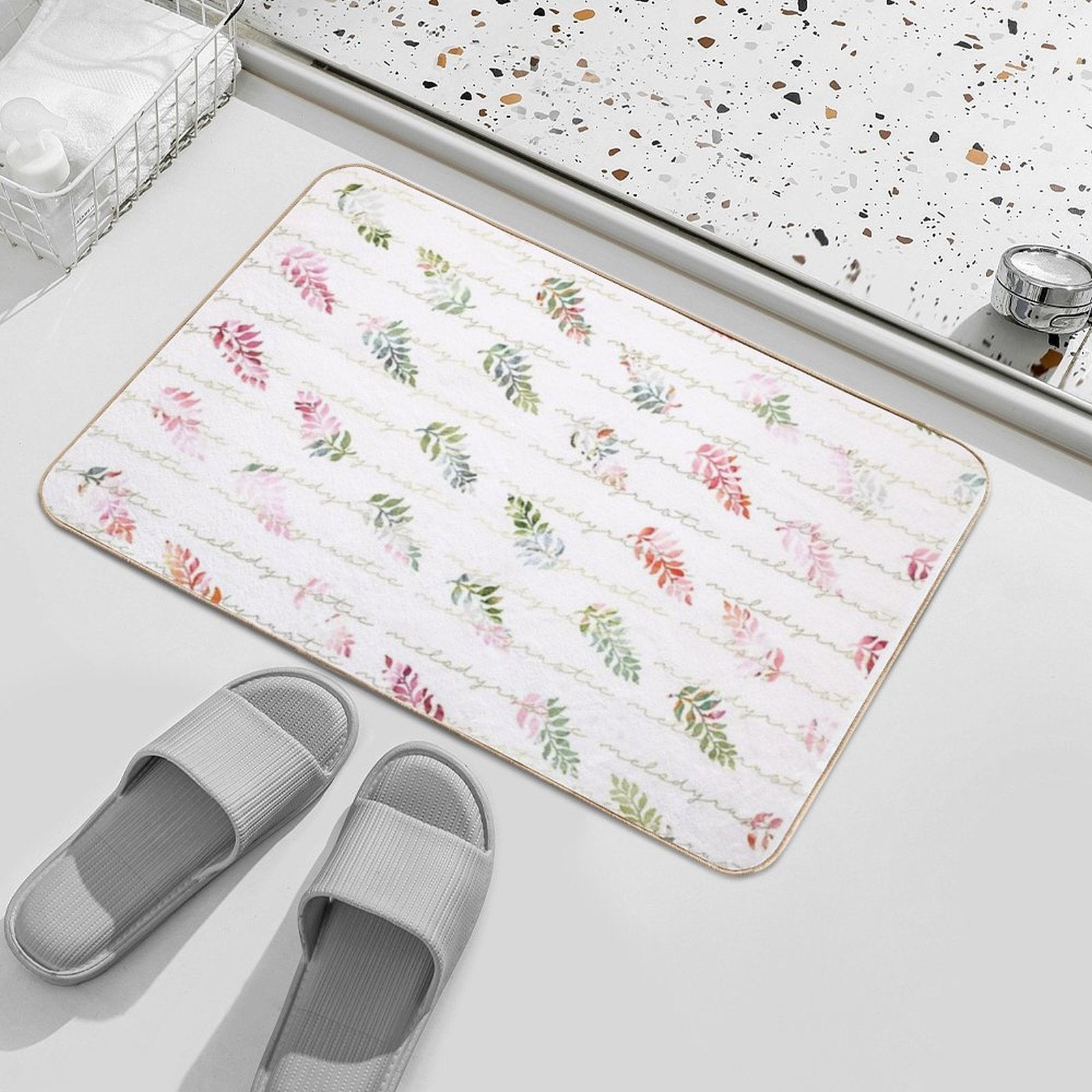 Romantic Background with Flowers  Pet-Safe Bath Mat