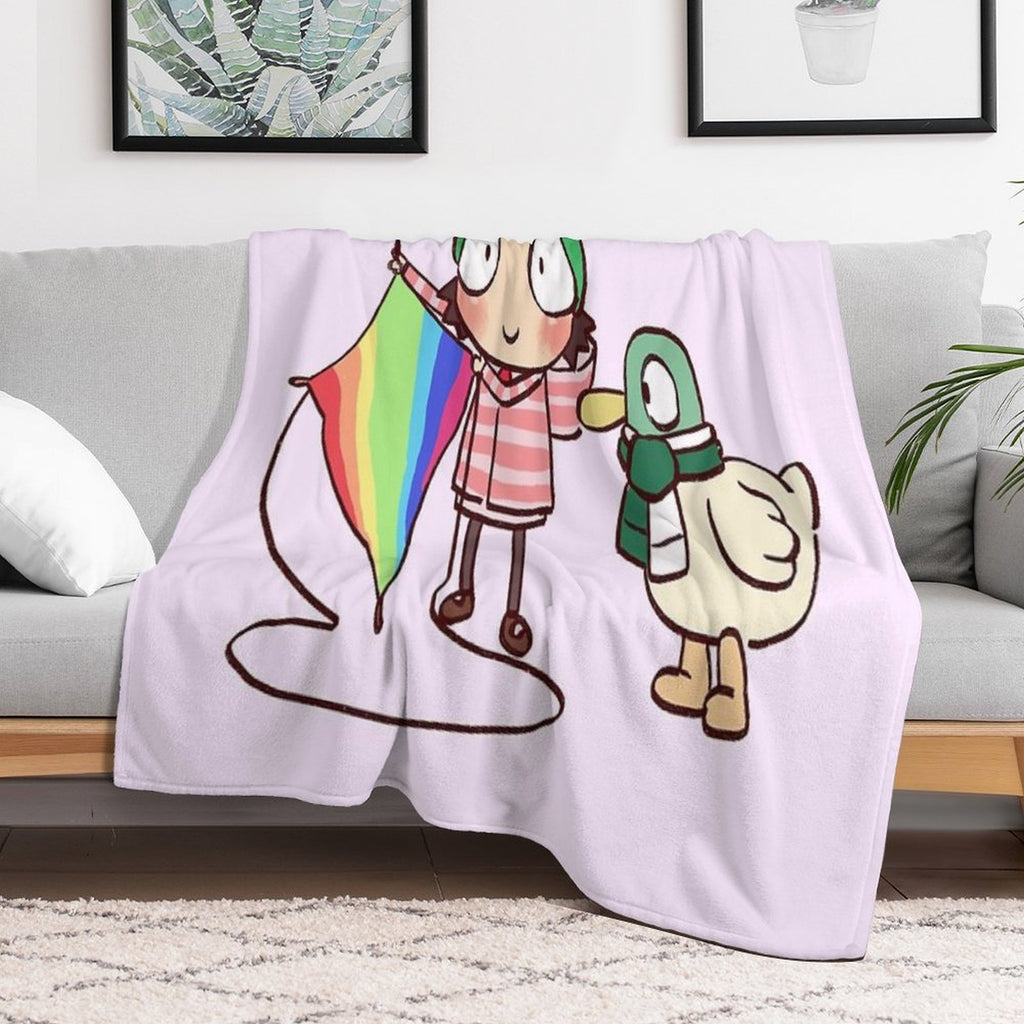 I Draw Sarah And Duck And Rainbow Kite from Kite Flight  Sarah And Duck Wrinkle-free Throw Blanket