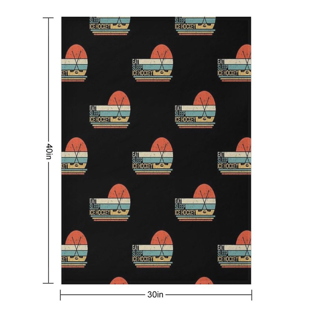 Ice Hockey Vintage Eat Sleep Premium Throw Blanket