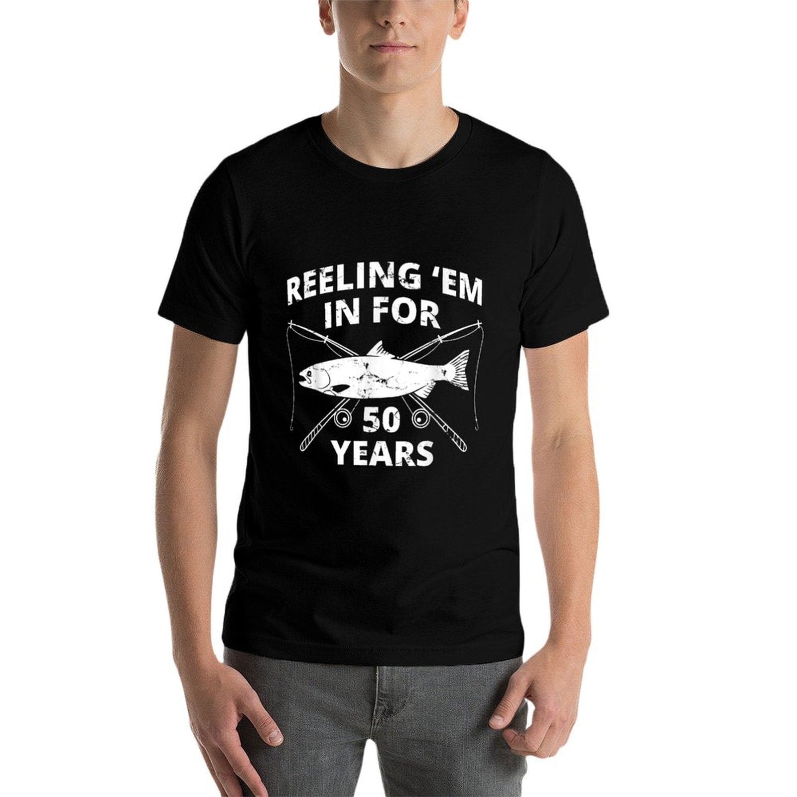 Reeling 'Em In For 50 Years  50th Birthday  Fishing Gift  Oversized Silhouette T-Shirt