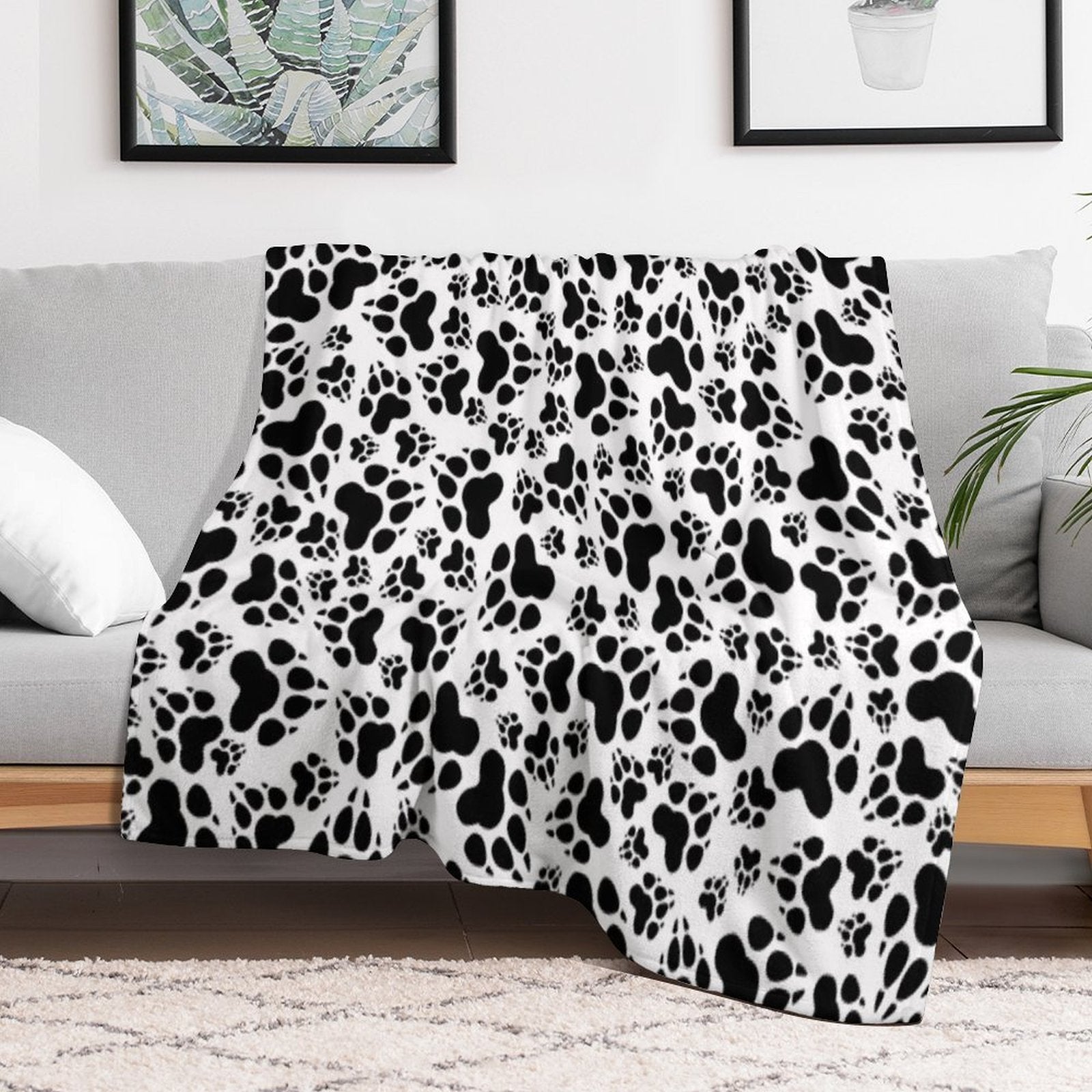Dog Feets BLACK Easy Care Throw Blanket