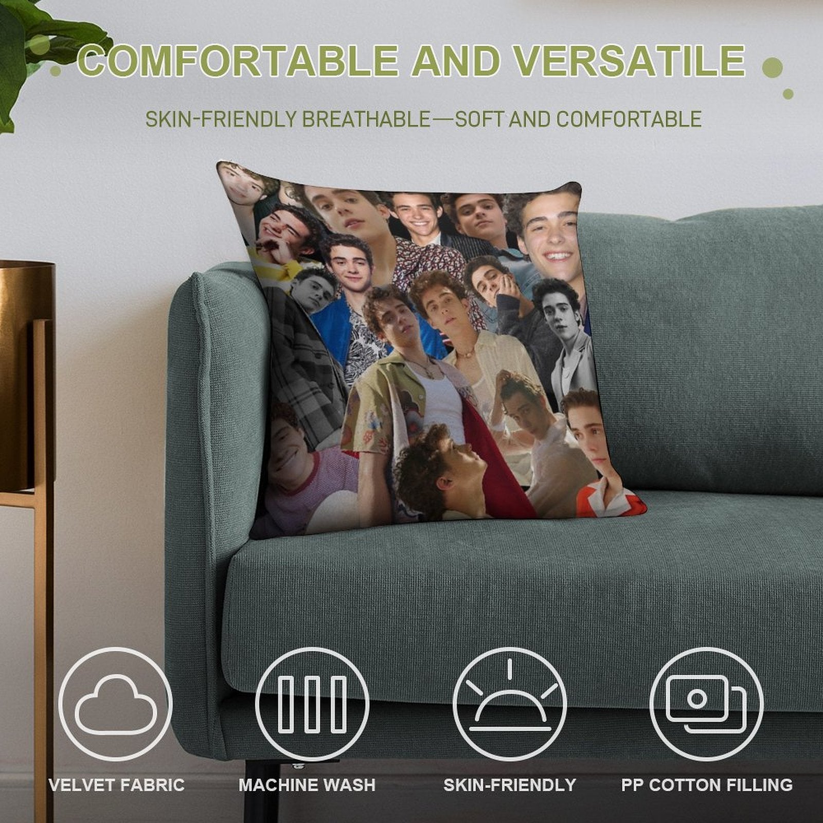Joshua Bassett Collage Soft Decorative Cover Throw Pillow