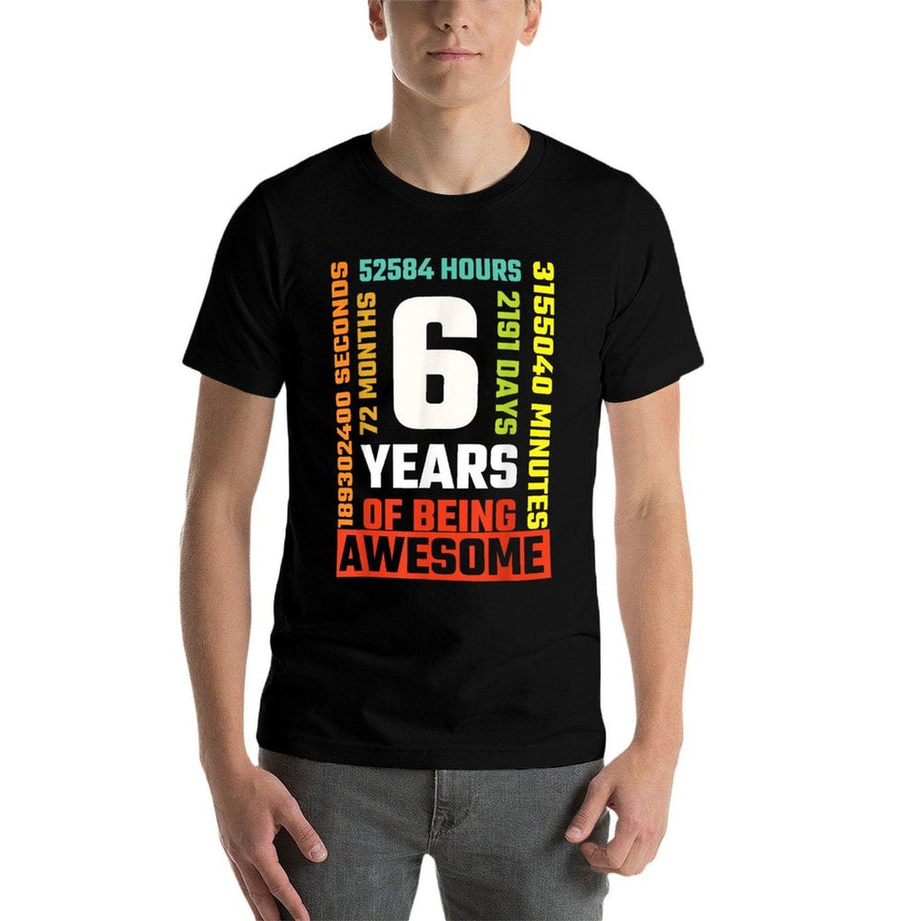 6th Birthday 6 Years Old Vintage Retro 72 Months Gift  Summer-ready Fabric T-Shirt
