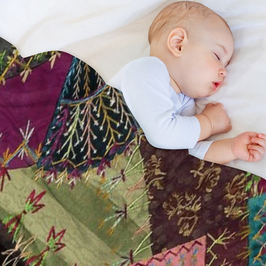 Antique Multicolor Crazy Quilt Premium Throw Blanket