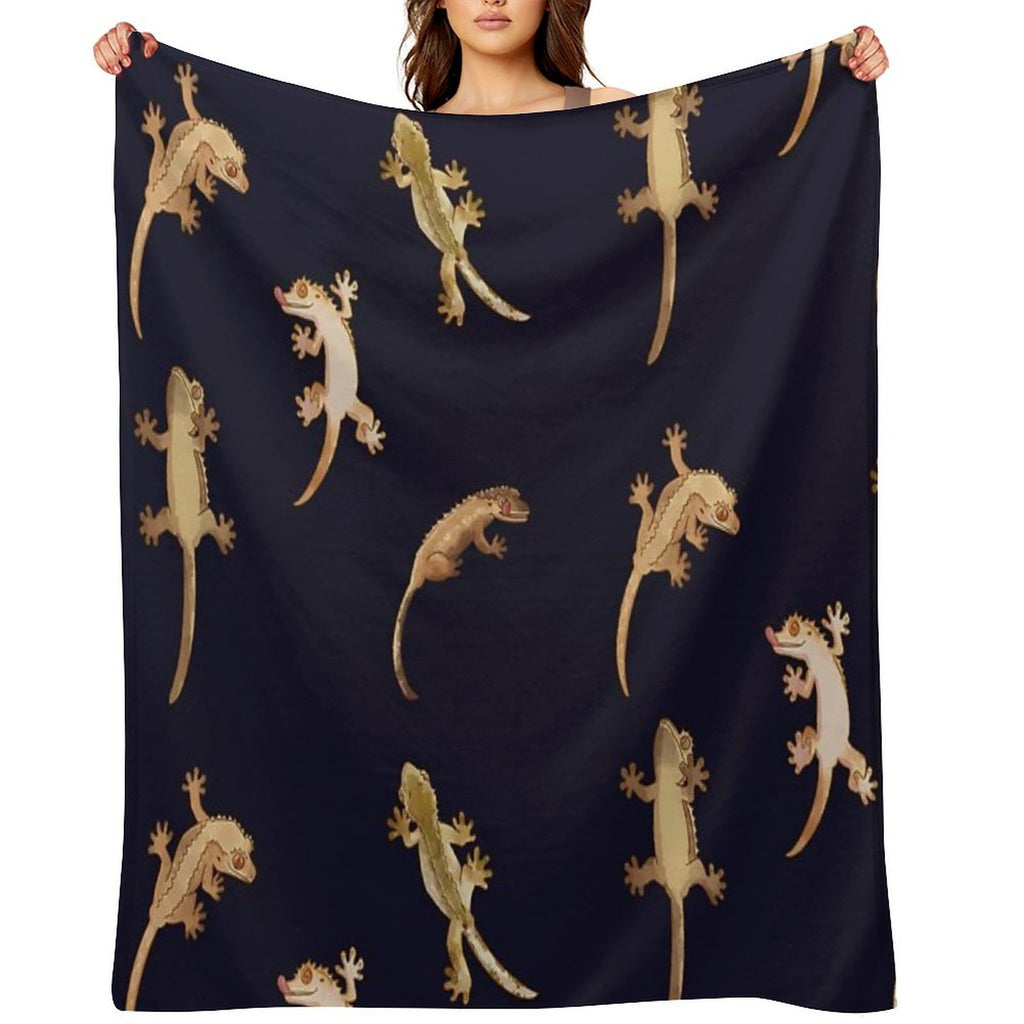 Cute Little Crested Geckos Eco-conscious Throw Blanket