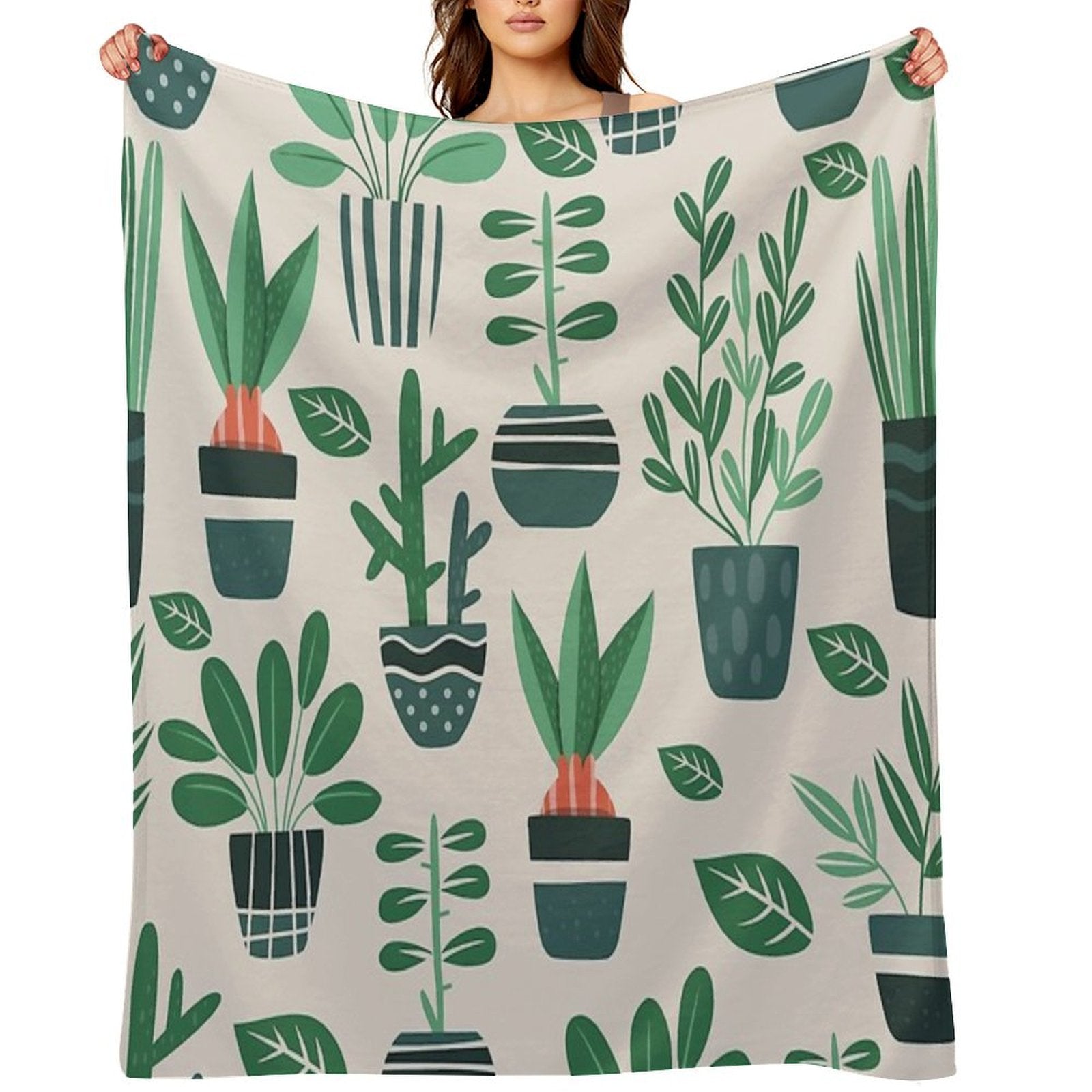 Potted Plants Easy Care Throw Blanket