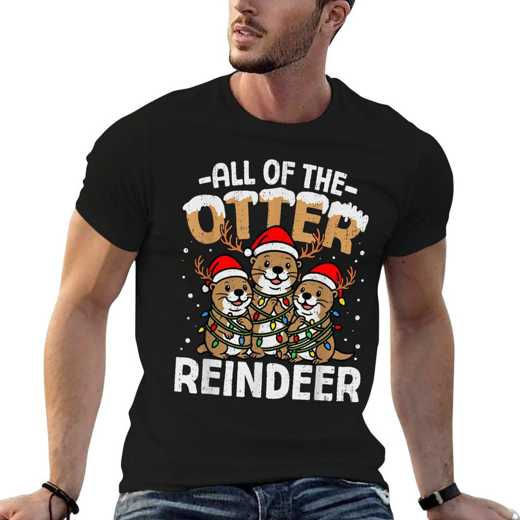 Funny Otter Reindeer Santa Christmas Animal Pun Xmas Holiday  Eco-friendly Material T-Shirt