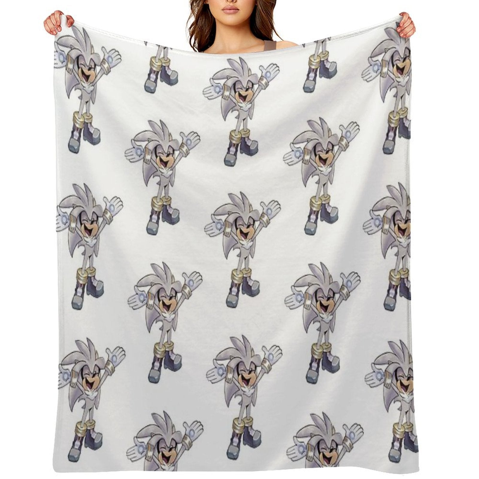 Silver Excited Plush Throw Blanket