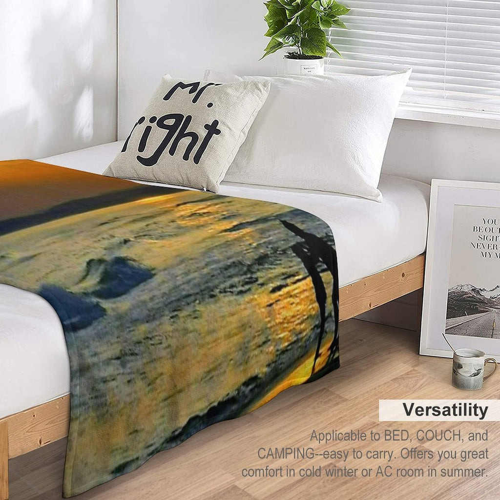 Sunset And Shadow Play on The Beach Velvety-soft Throw Blanket
