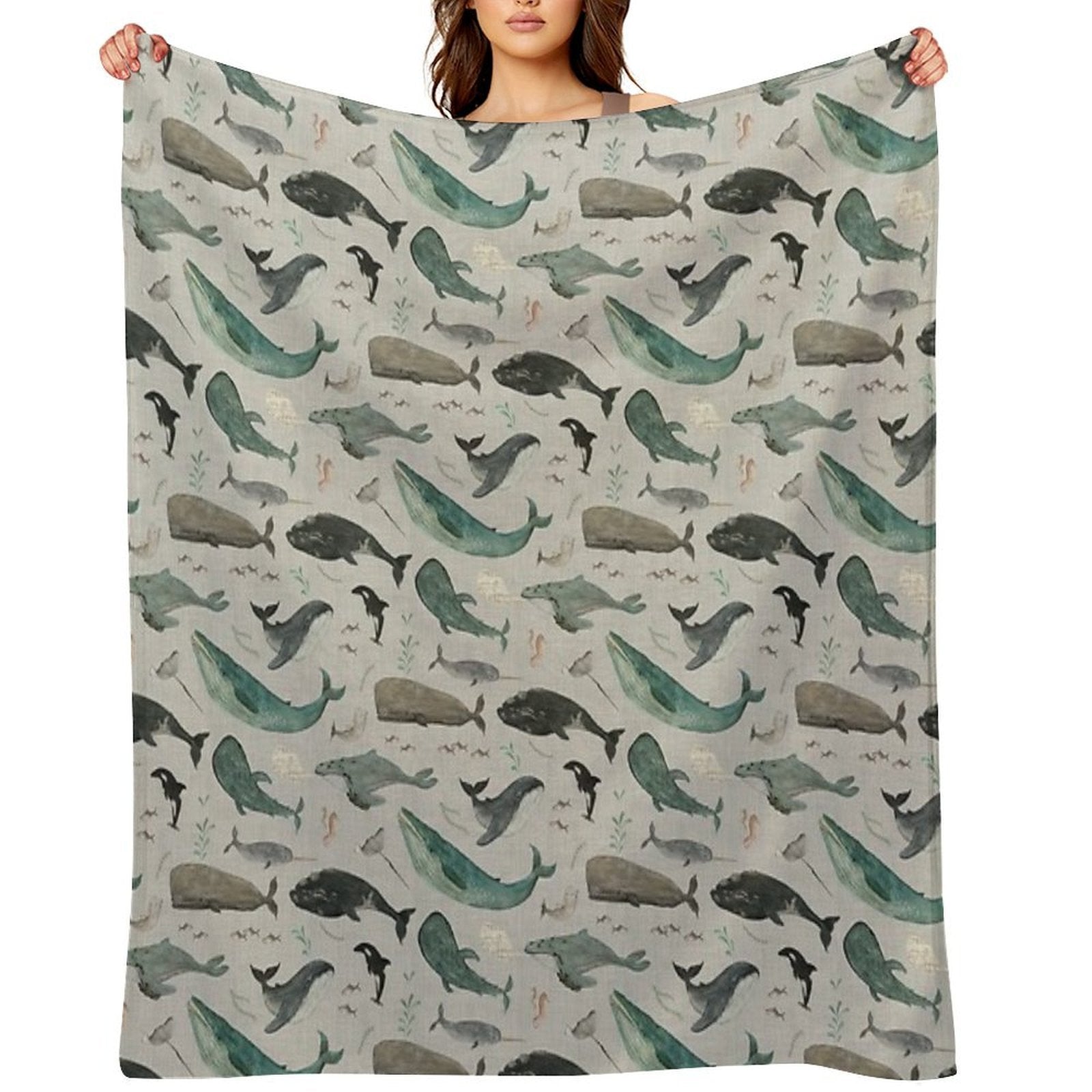 Whale Song Gray All-season Throw Blanket