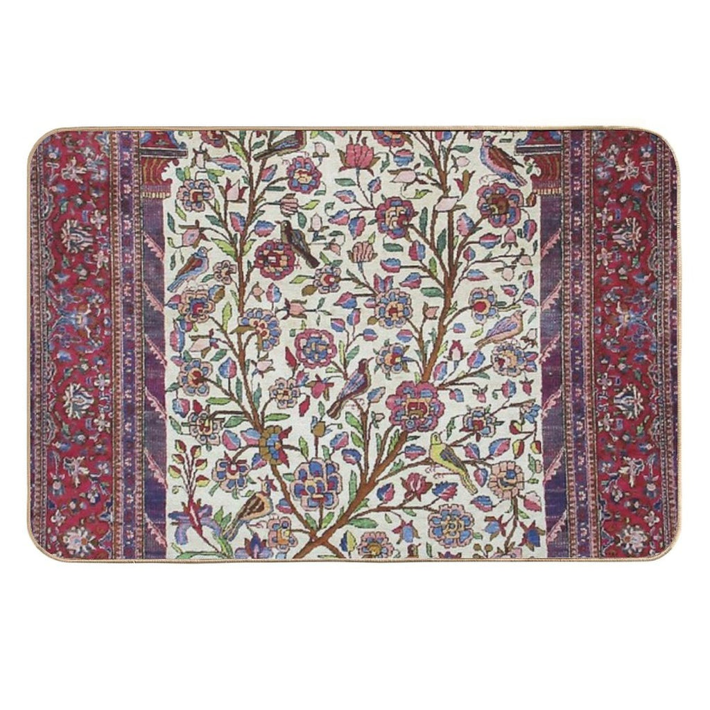 Antique Persian Silk Kashan Rug Print Durable Bath Mat