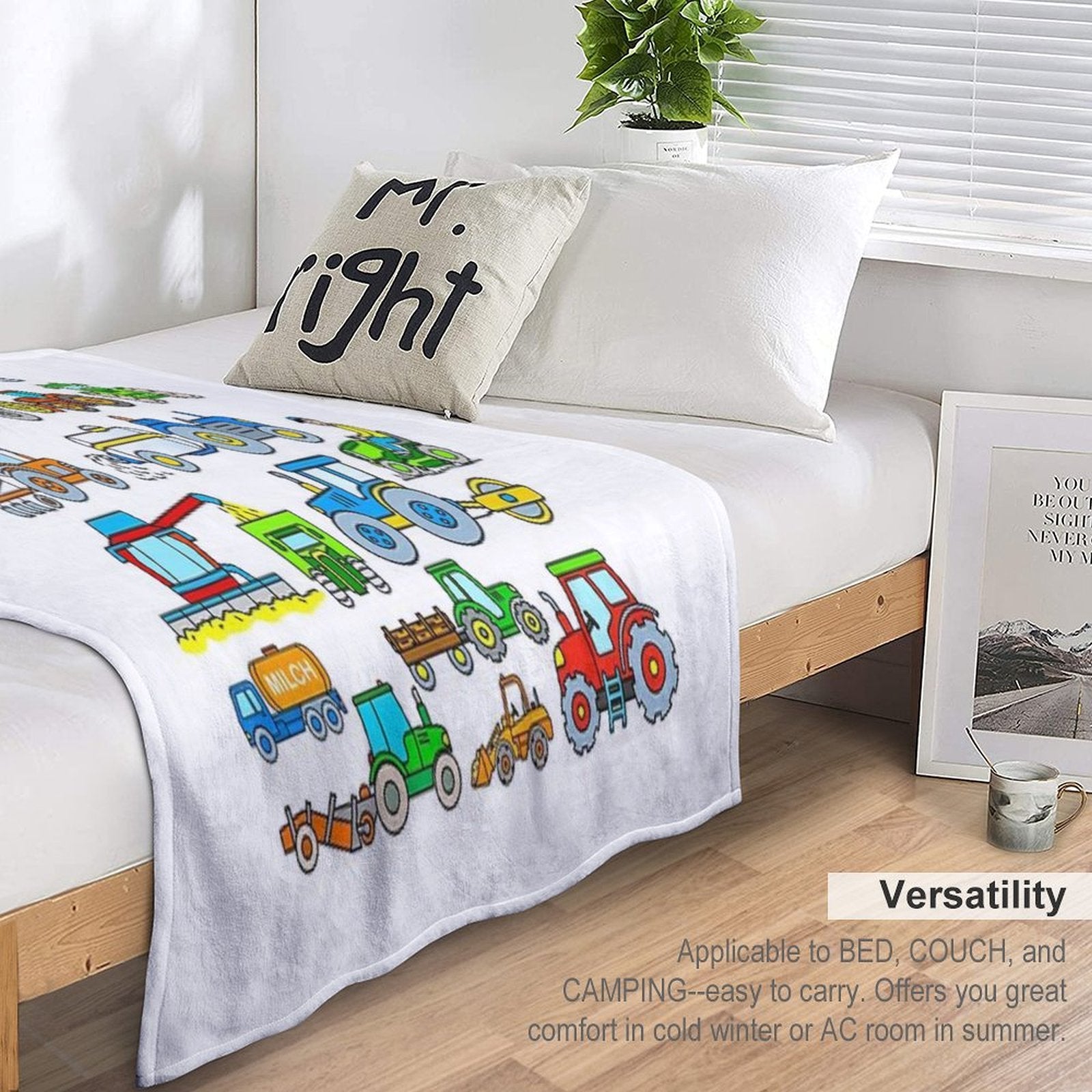 Tractors Farm Vehicles Compact Throw Blanket