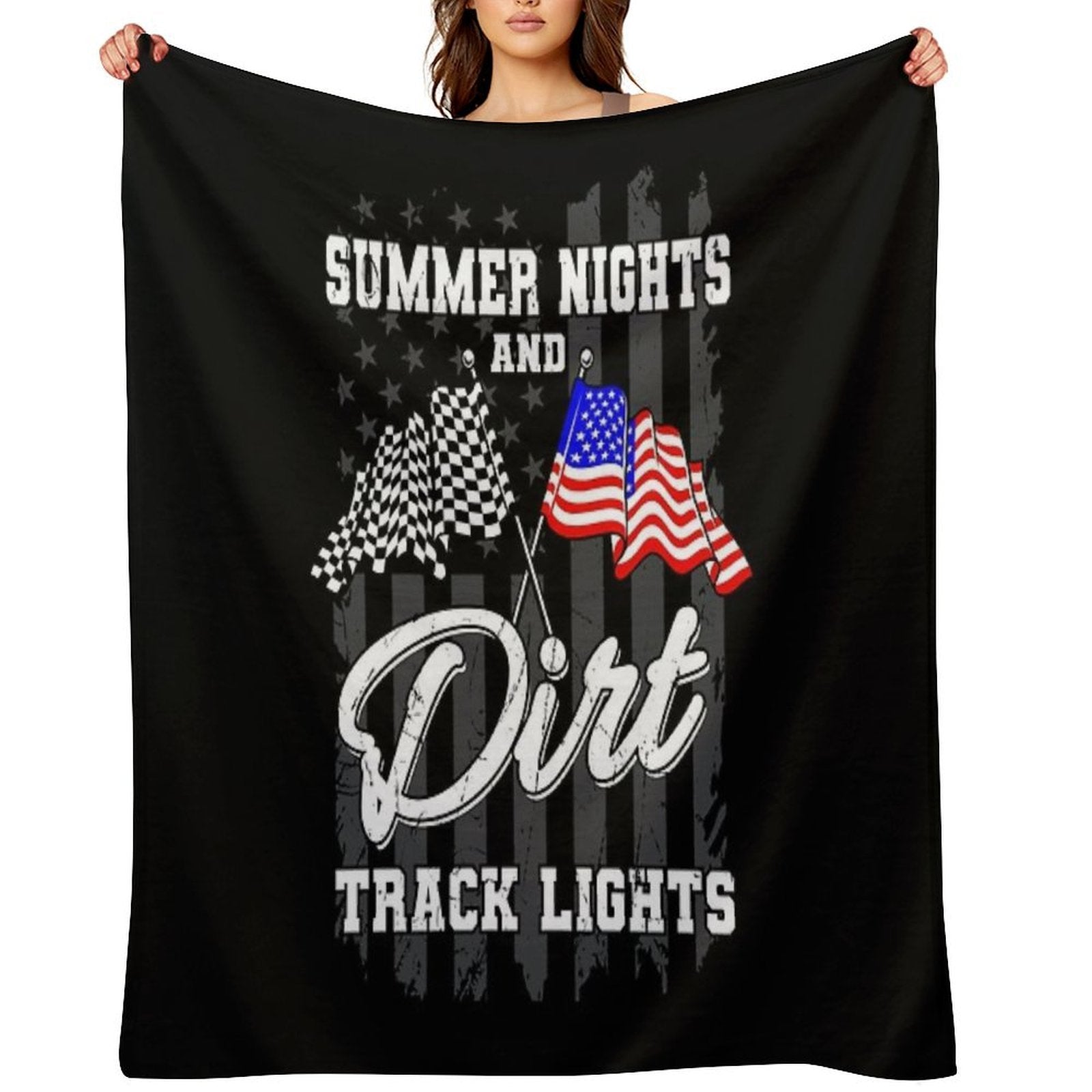Summer Nights Dirt Track Lights Racing Anti-pilling Throw Blanket