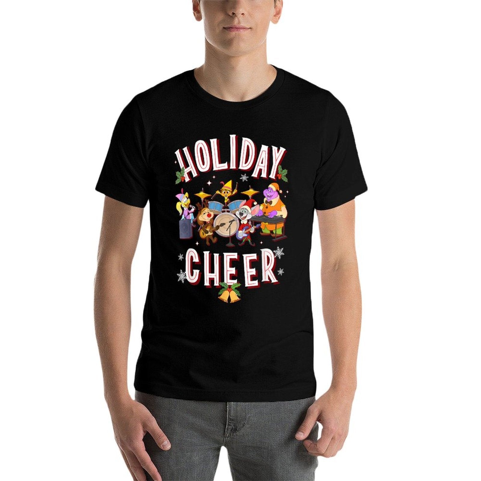 Chuck E. Cheese Christmas Holiday Cheer Group Shot  Polyester Blend T-Shirt