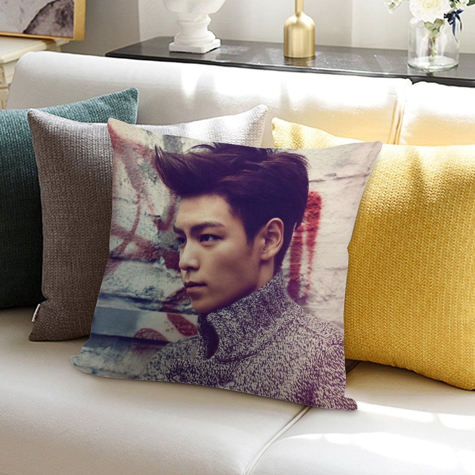 TOP BigBang Kpop Korea Choi Seung Hyun Soft Reinforced Edging Throw Pillow
