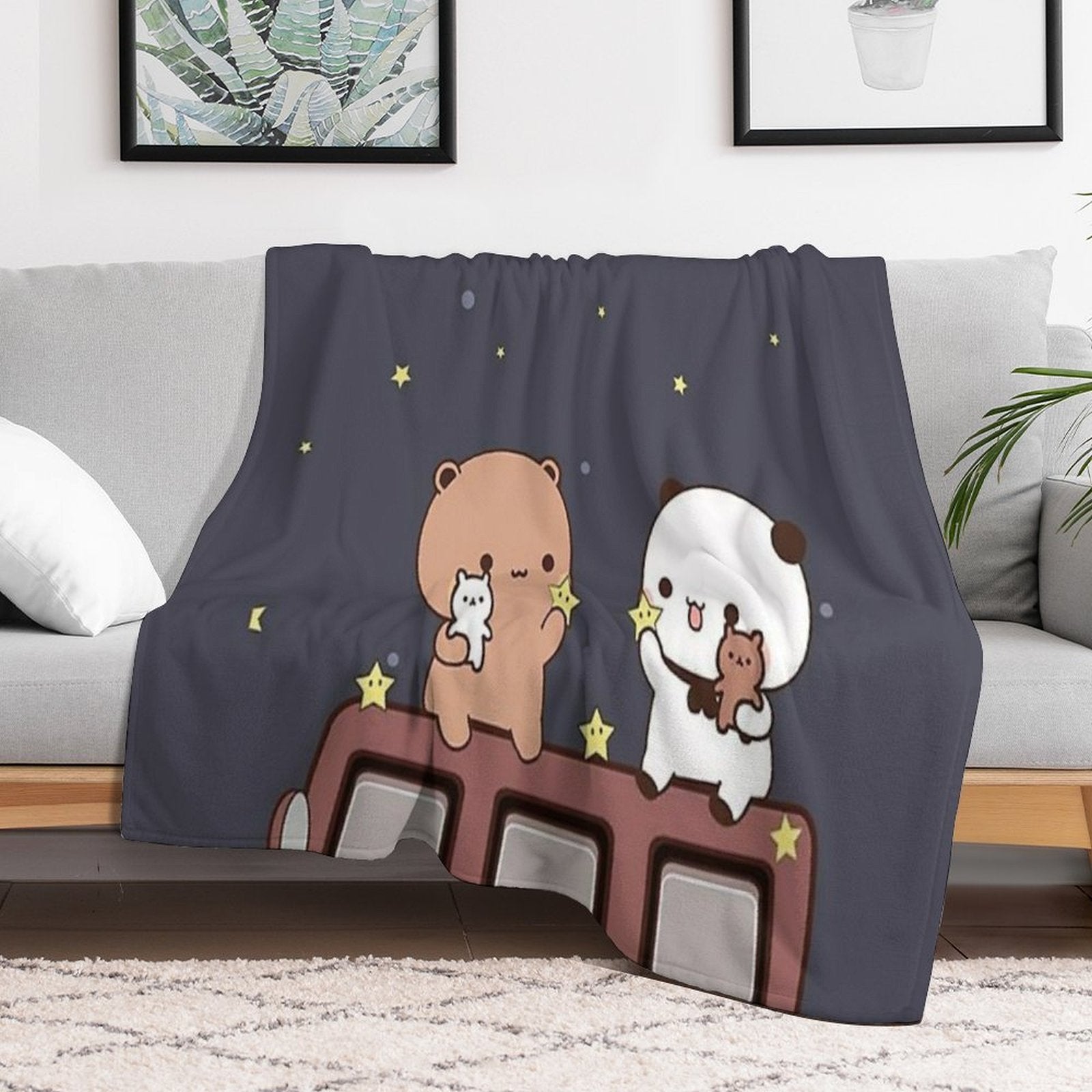 Bubu And Dudu Watching The Moon Together Multi-functional Throw Blanket