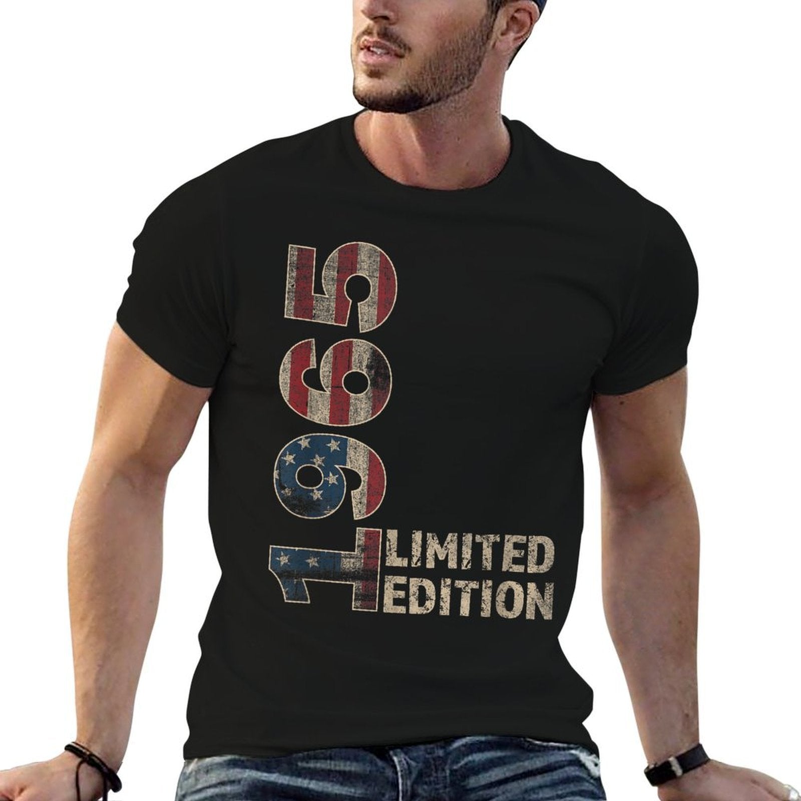 60th Birthday Gift Men Vintage Born 1965 Turning 60 Year Old  Ribbed Collar T-Shirt