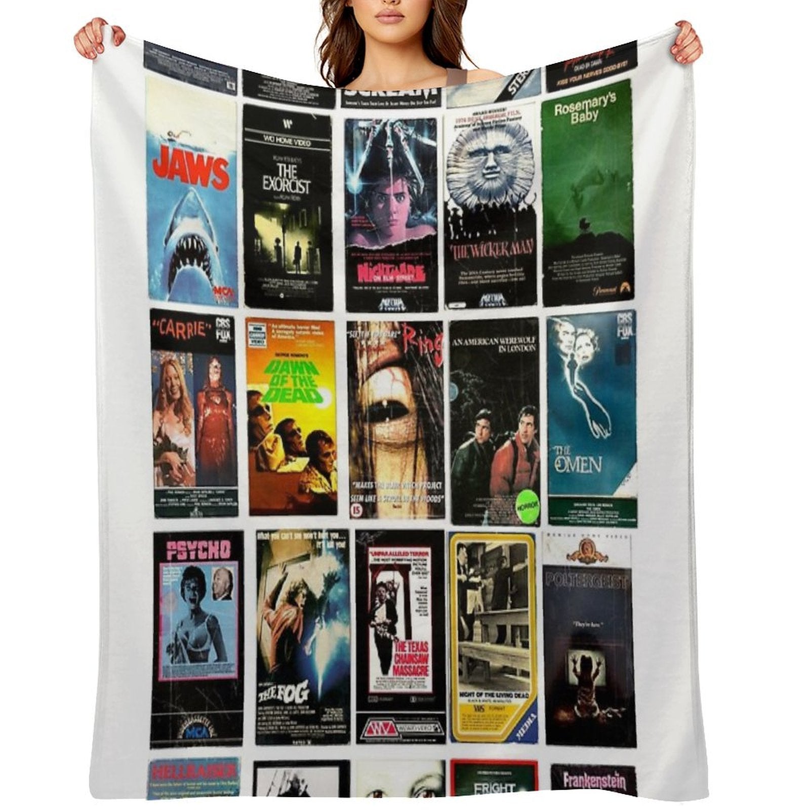 Horror Movie Classics - Cult Films - Vintage VHS Collection Travel-friendly Throw Blanket
