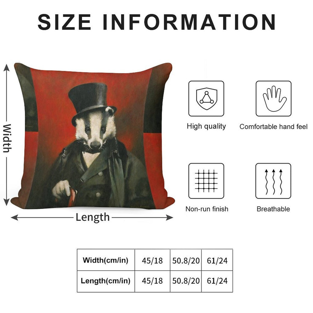 Victorian Mr Badger Soft High-Density Material Throw Pillow