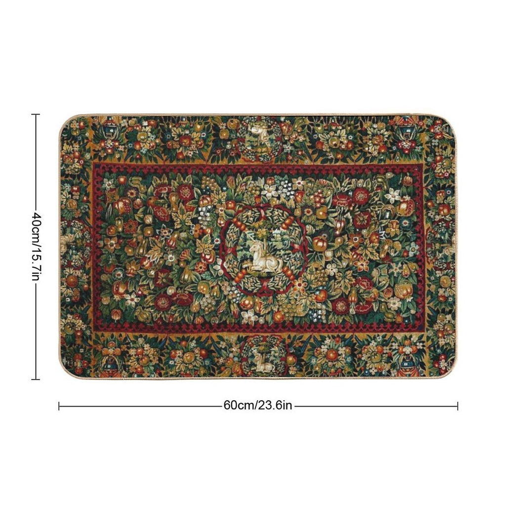 Medieval Unicorn Floral Tapestry  Versatile Bath Mat