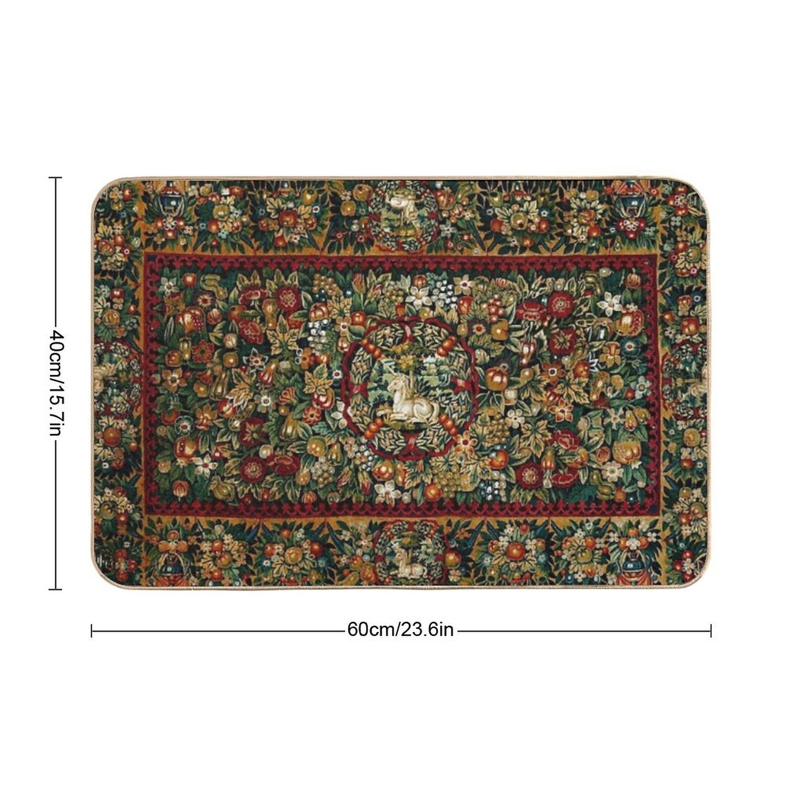 Medieval Unicorn Floral Tapestry  Versatile Bath Mat