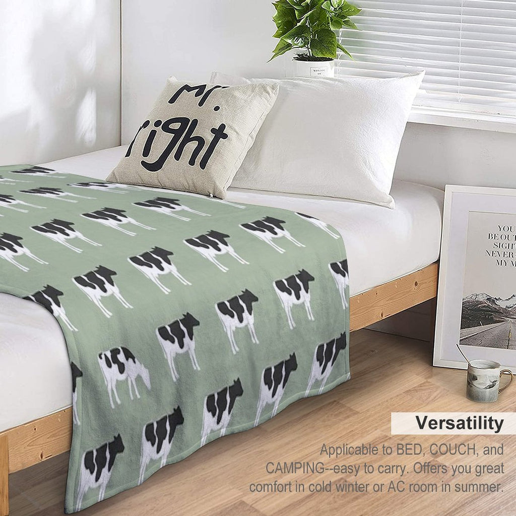 Cows - Farm - Dairy Cows on Sage Velvety-soft Throw Blanket